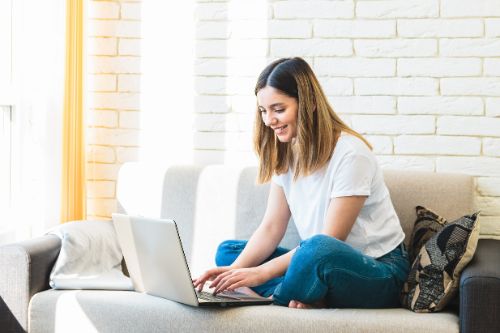 Woman doing research